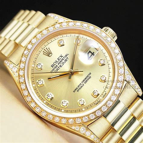 rolex presidential gold diamond|rolex presidential 18k solid gold.